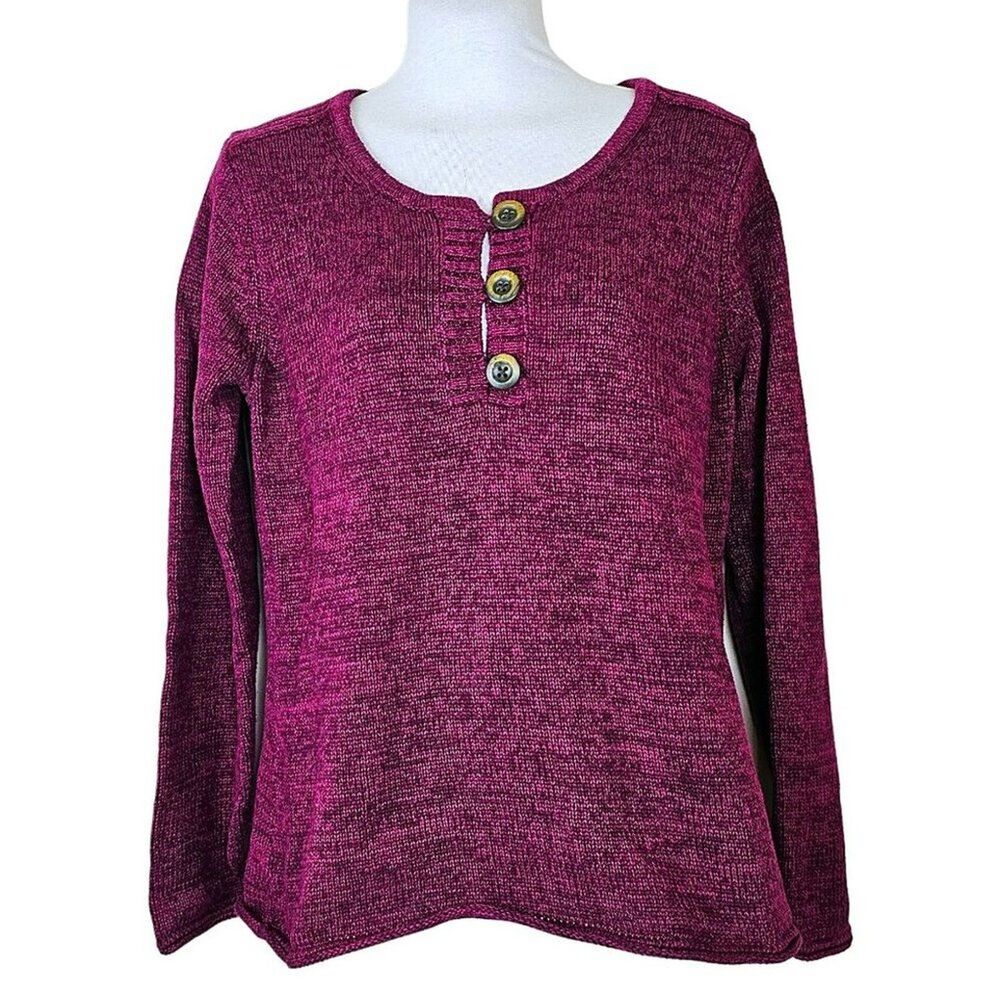 Vintage Eddie Bauer Cranberry Red Sweater 100% Cotton Made in Hong Kong Size M